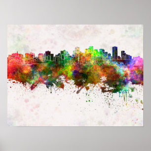 Affiche Edmonton skyline in background watercolor
