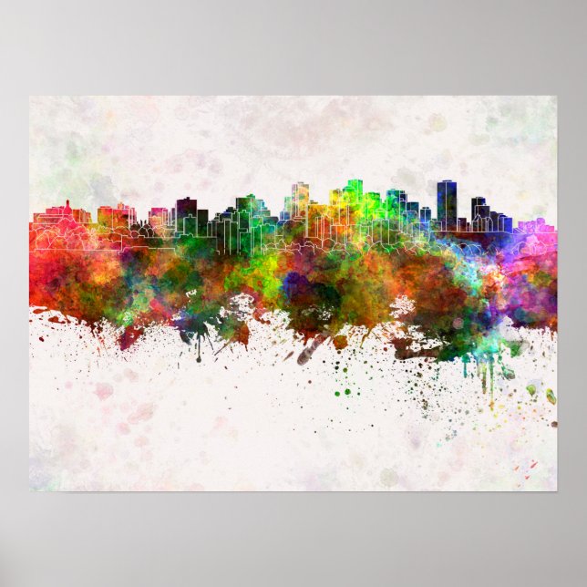 Affiche Edmonton skyline in background watercolor (Devant)