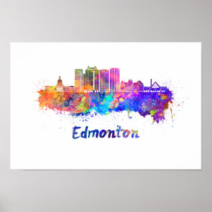 Affiche Edmonton V2 skyline in watercolor