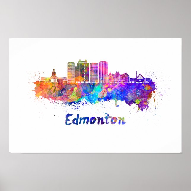 Affiche Edmonton V2 skyline in watercolor (Devant)