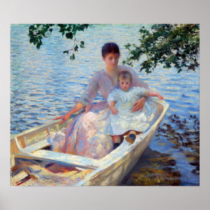 Affiche Edmund Charles Tarbell mère et enfant dans un bate