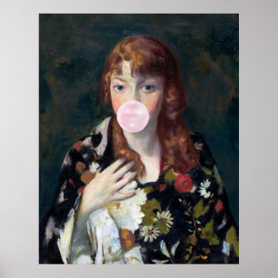 Affiche Edna soufflant un chewing-gum rose