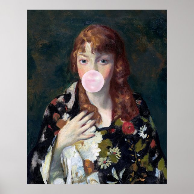 Affiche Edna soufflant un chewing-gum rose (Devant)