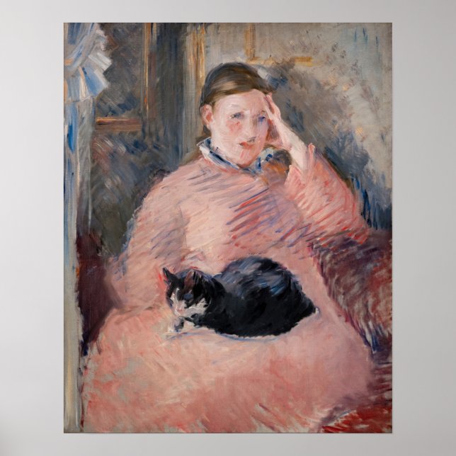 Affiche Edouard Manet - Femme au chat (Devant)