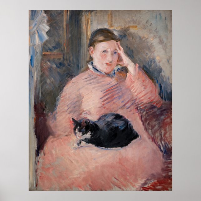 Affiche Edouard Manet - Femme avec chat (Devant)