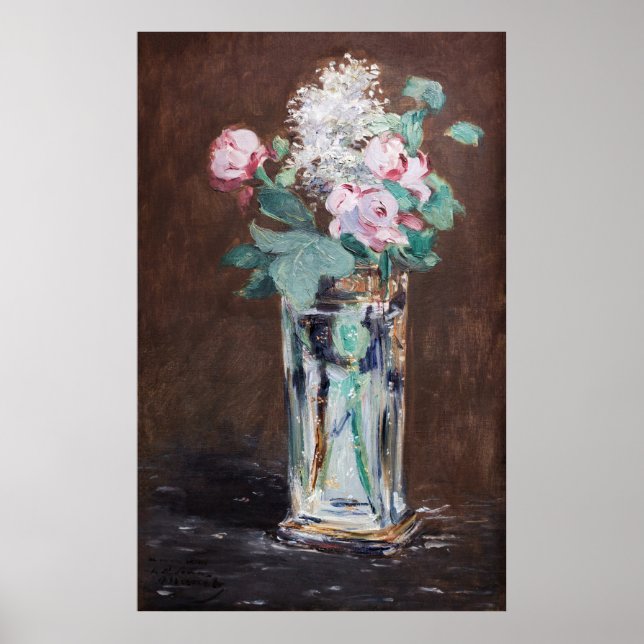 Affiche Edouard Manet - Fleurs dans un Vase de Cristal (Devant)