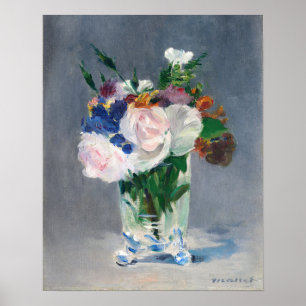 Affiche Edouard Manet - Fleurs dans un vase de cristal