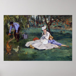 Affiche Edouard Manet - La famille Monet dans son jardin