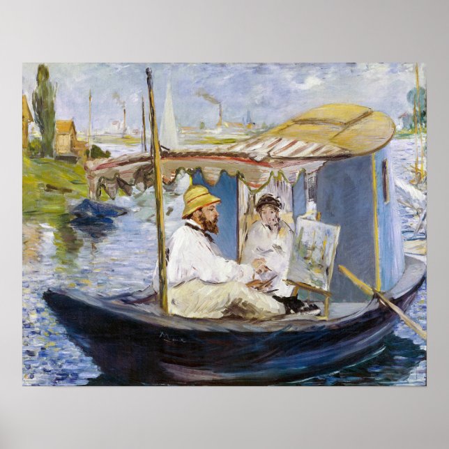Affiche Edouard Manet - Monet dans son bateau atelier (Devant)