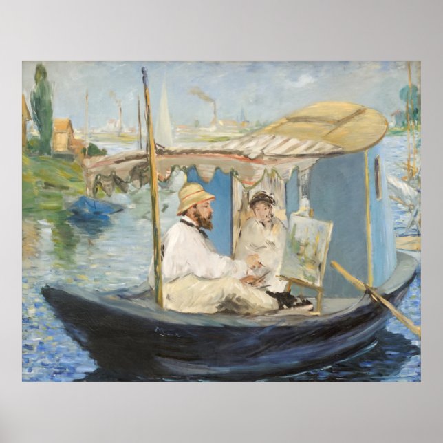 Affiche Edouard Manet - Monet Peinture sur son Studio Boat (Devant)