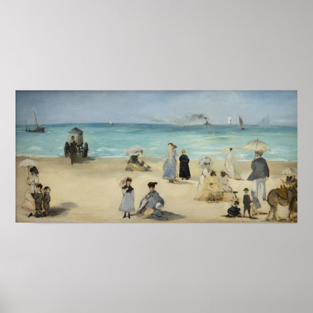 Affiche Edouard Manet - Sur la plage, Boulogne-sur-Mer (Devant)