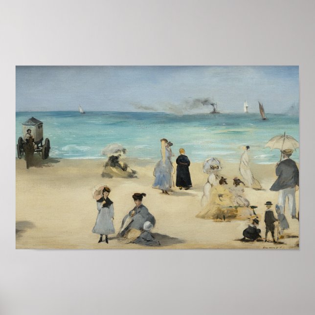 Affiche Edouard Manet - Sur la plage, Boulogne-sur-Mer (Devant)