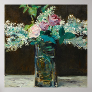 Affiche Edouard Manet Vase de Lilacs blancs et Roses