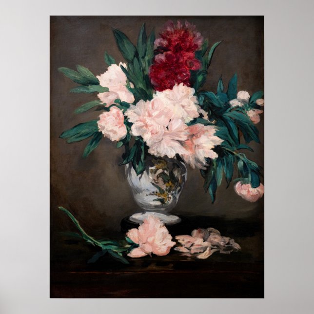 Affiche Edouard Manet - Vase de pivoines sur petit piédest (Devant)