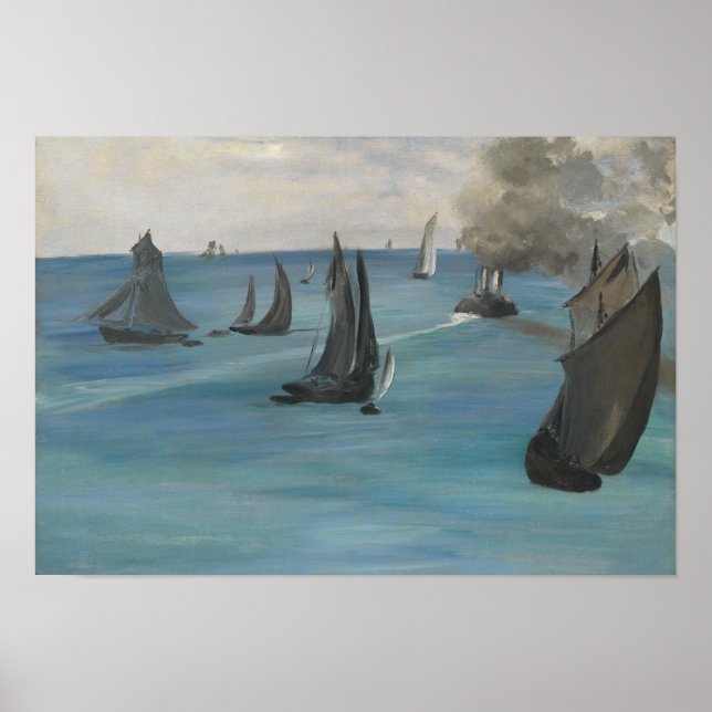 Affiche Edouard Manet - Vue Mer, Temps Calme (Devant)