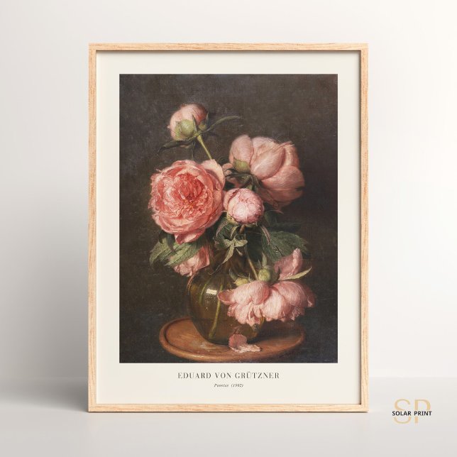 Affiche Eduard Von Grutzner Peonés Encore Vie Fleur Rose (Créateur téléchargé)