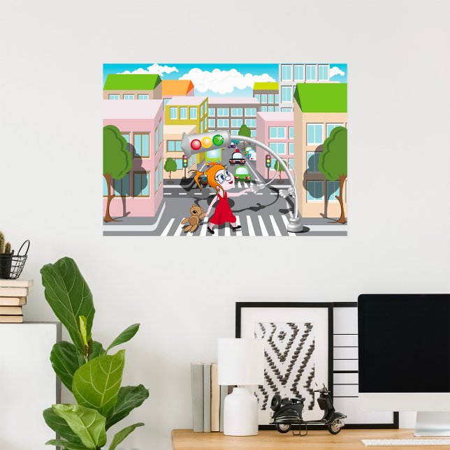 Affiche Éducation à la sécurité routière pour enfants (Créateur téléchargé)