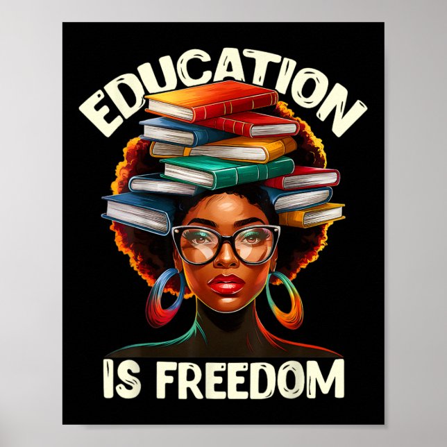 Affiche Education Is Freedom Black Teacher Books Black His (Devant)