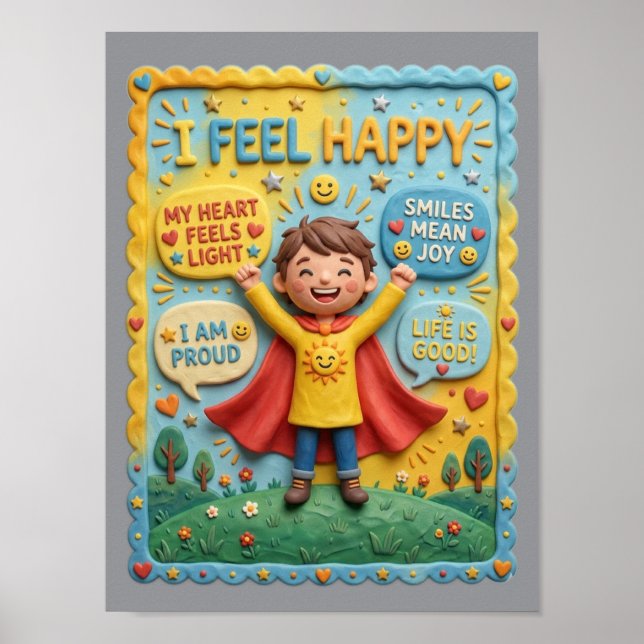 Affiche Éducation pleine conscience Joie Enfant Heureux Ar (Devant)