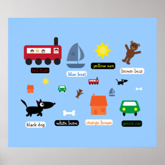 Affiche éducative de l'enfant enseignant la couleu