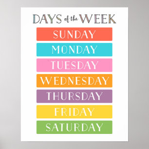 Affiche éducative des jours de la semaine