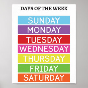 Affiche éducative des jours de la semaine