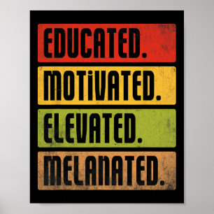 Affiche Éduqué Motivé Élevé Mélanisé Bhm Afro Bla