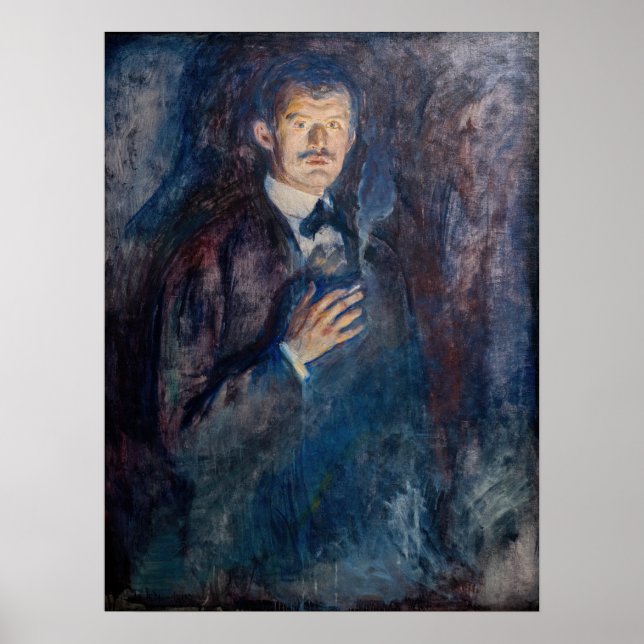 Affiche Edvard Munch - Autoportrait avec cigarette (Devant)