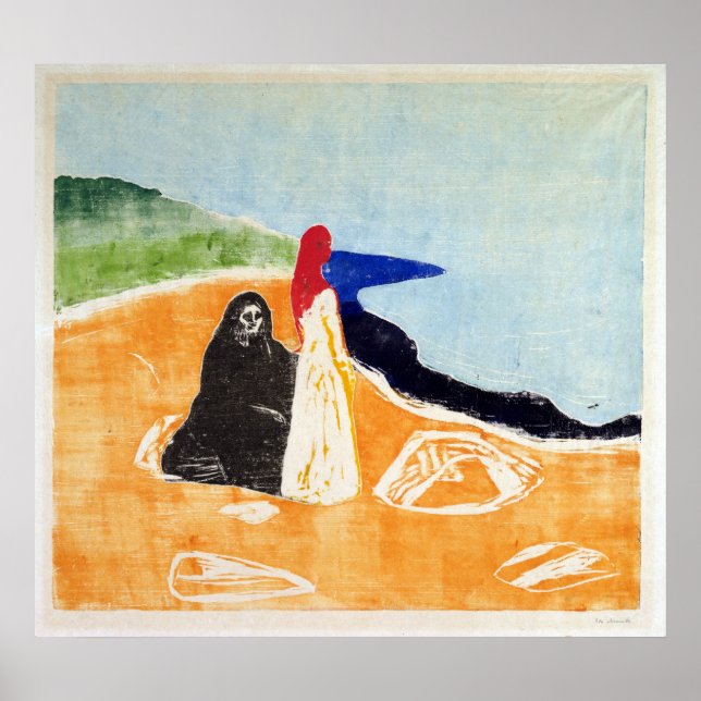 Affiche Edvard Munch deux femmes sur le rivage (Devant)