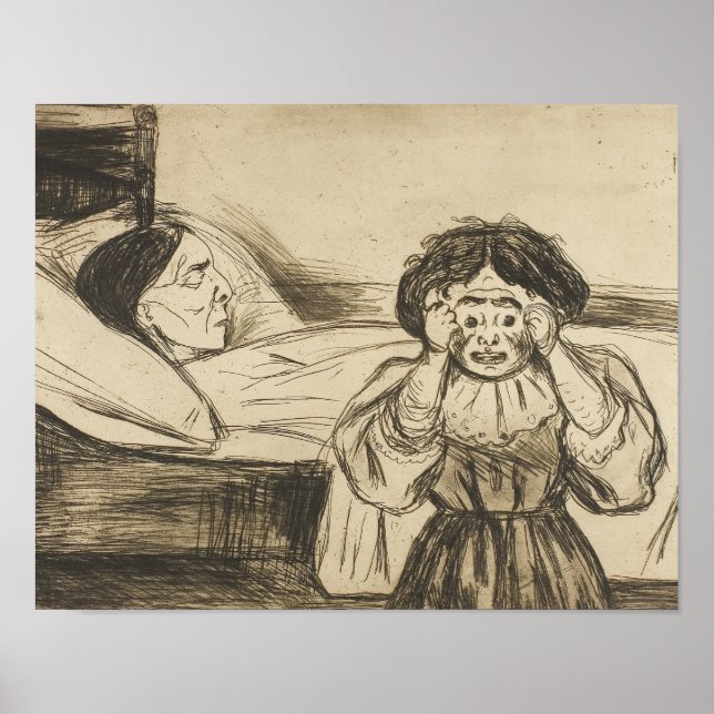Affiche Edvard Munch - La mère morte et son enfant (Devant)