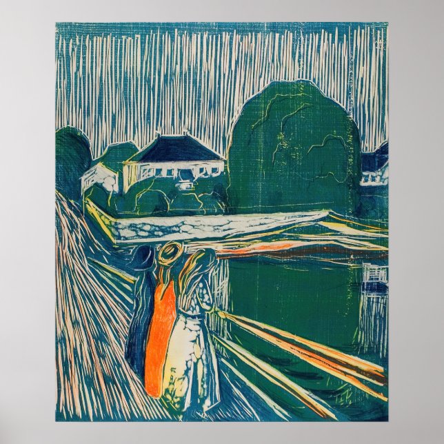 Affiche Edvard Munch - Les Filles sur le Pont, Lithographi (Devant)