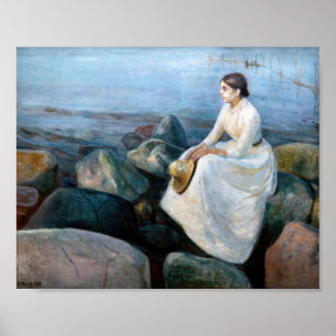 Affiche Edvard Munch - Nuit d'été, Inger sur la plage