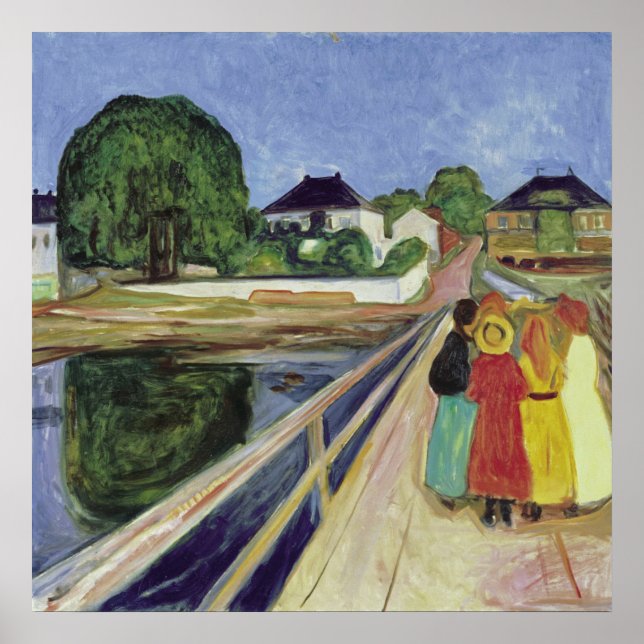 Affiche Edvard Munch Peinture Girls on the Bridge (c 1902) (Devant)
