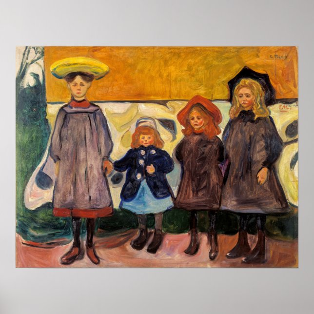 Affiche Edvard Munch - Quatre filles à Asgardstrand (Devant)