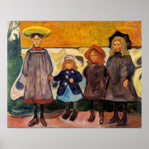 Affiche Edvard Munch - Quatre filles à Asgardstrand