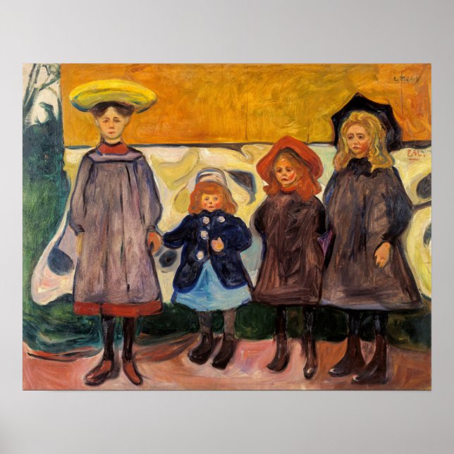 Affiche Edvard Munch - Quatre filles à Asgardstrand (Devant)