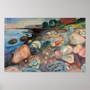 Affiche Edvard Munch - Rive avec Maison Rouge
