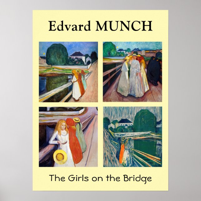Affiche Edvard Munch - Sélection des Filles sur le Pont (Devant)