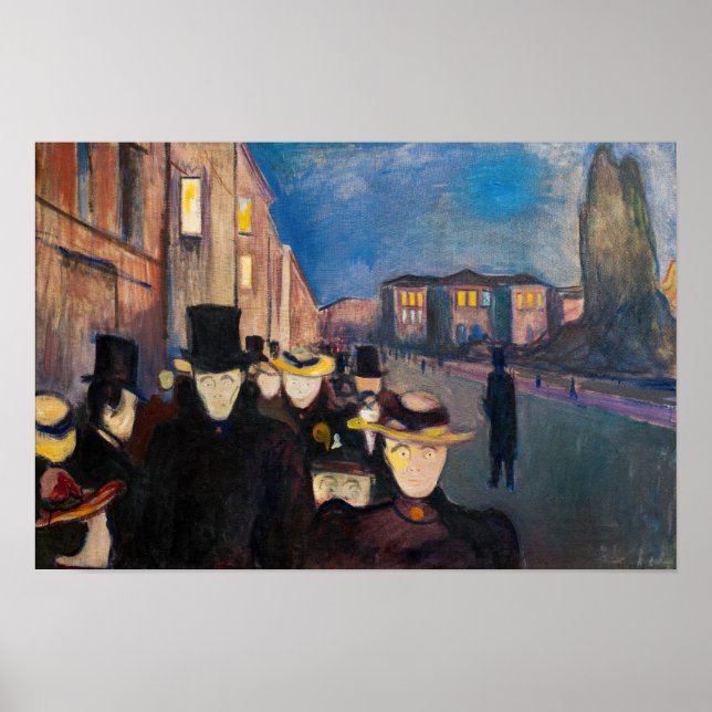 Affiche Edvard Munch - Soirée dans la rue Karl Johan (Devant)