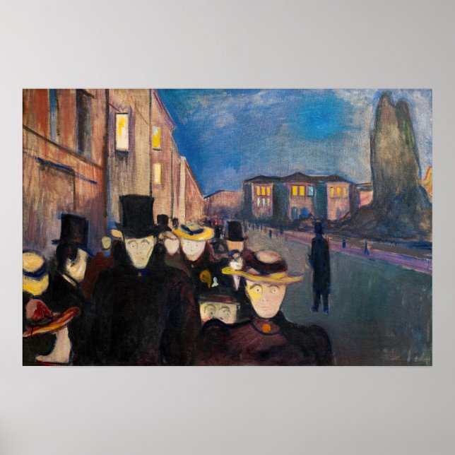Affiche Edvard Munch - Soirée sur Karl Johan Street (Devant)