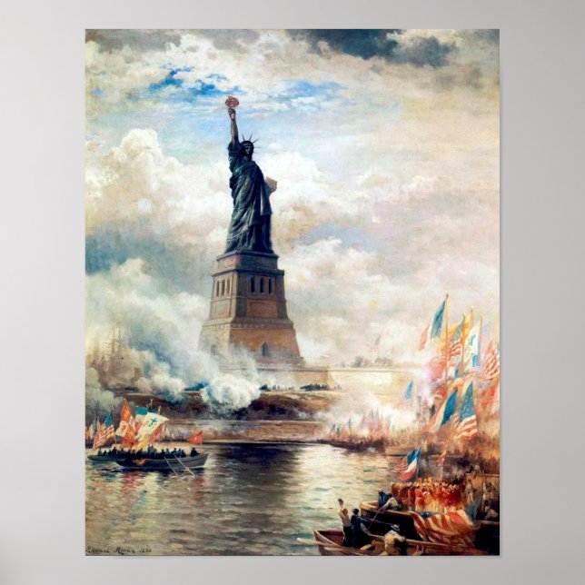 Affiche Edward Moran | Dévoiler la statue de la liberté (Devant)
