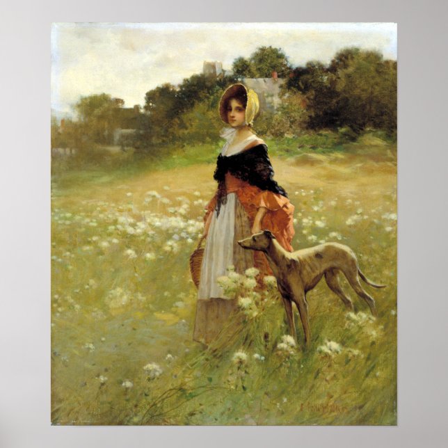 Affiche Edward Percy Moran Young Girl and Dog (Devant)