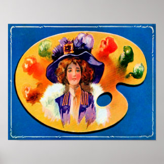 Affiche Edwardian Girl on Painter's Palette de 191