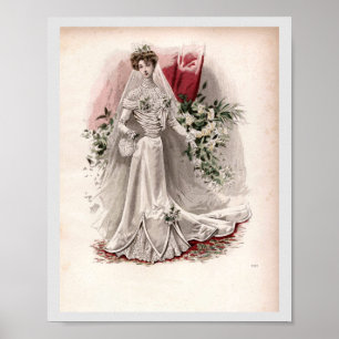 Affiche Edwardian Lady En Mariage Gown Vintage Mode
