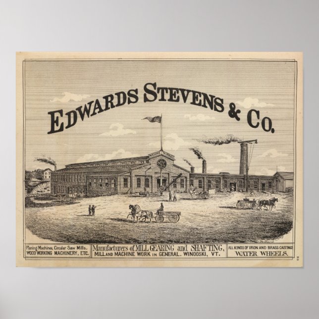Affiche Edwards Stevens et Co fabricants à Winooski (Devant)