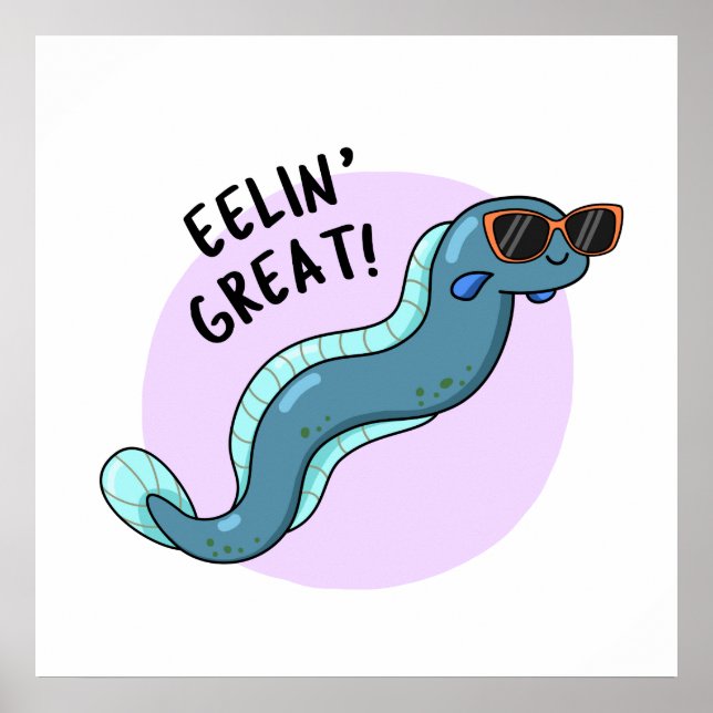 Affiche Eelin Great Funny Slippery Eel Pun (Devant)