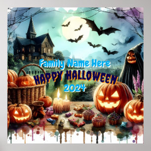 Affiche Eerie Halloween Night Watercolor