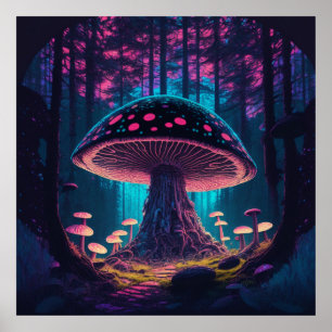 Affiche Eerie Magical Giant Toadstool en forêt