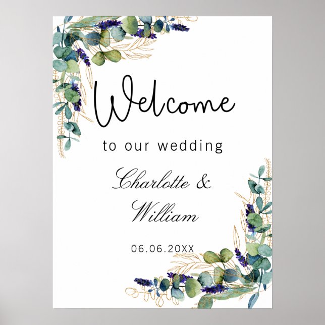 Affiche Eeucalyptus mariage verdure accueil élégant (Devant)