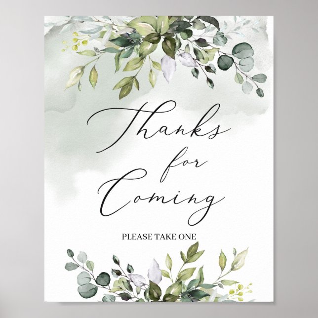 Affiche Eeucalyptus vert moderne merci d'être venu signe (Devant)